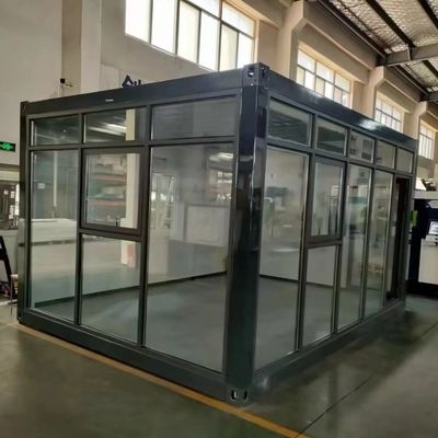 20ft Glass Curtain Wall Pre Fab Container Homes สําหรับร้านค้า ห้องแสดงสินค้า